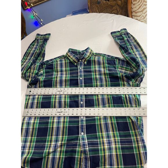 Ralph Lauren Blaire Men’s Vintage Navy Blue Green Plaid Button Down Shirt Sz XXL - Picture 3 of 7